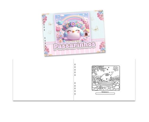 Caderno para Colorir 15x21cm Capa Mole Passarinhos