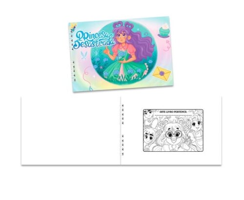 Caderno para Colorir 15x21cm Capa Mole Princesa Desastrada