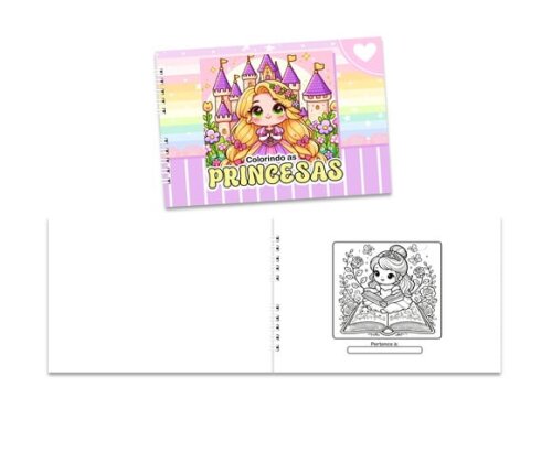 Caderno para Colorir 15x21cm Capa Mole Princesas