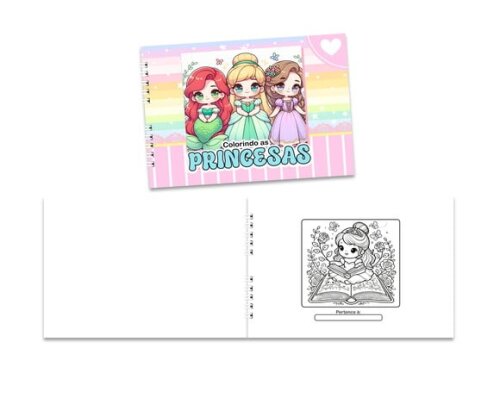Caderno para Colorir 15x21cm Capa Mole Princesas