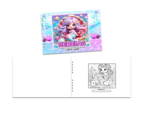 Caderno para Colorir 15x21cm Capa Mole Sereias