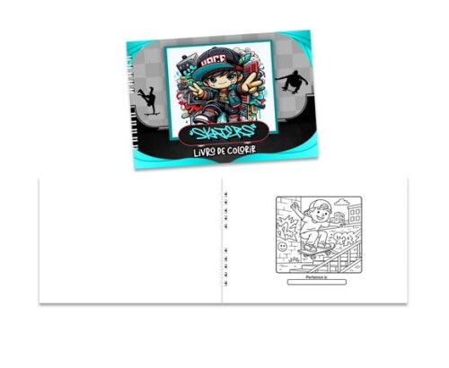 Caderno para Colorir 15x21cm Capa Mole Skaters