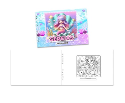 Caderno para Colorir 15x21cm Capa Mole Sereias