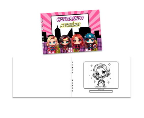 Caderno para Colorir 15x21cm Capa Mole Super Heroínas
