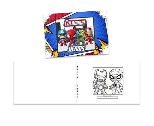 Caderno para Colorir 15x21cm Capa Mole Super Heróis