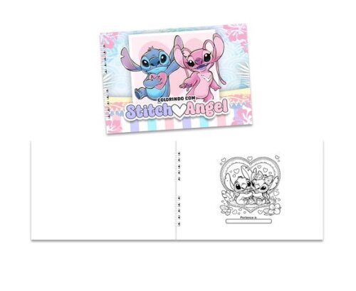 Caderno para Colorir 15x21cm Capa Mole Stitch e Angel