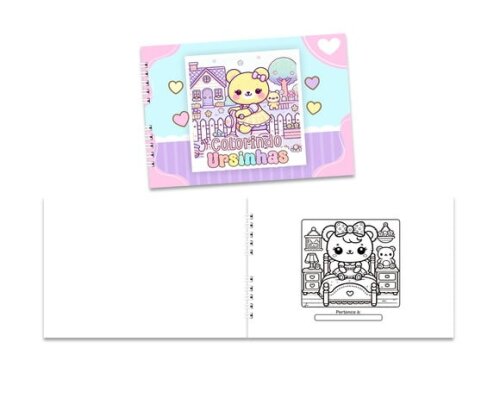 Caderno para Colorir 15x21cm Capa Mole Ursinhos