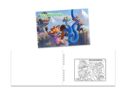 Caderno para Colorir 15x21cm Capa Mole Zootopia 2