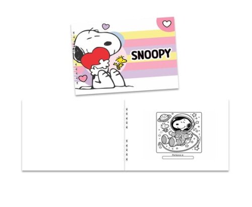 Caderno para Colorir 15x21cm Snoopy Capa Mole e Folhas 75g