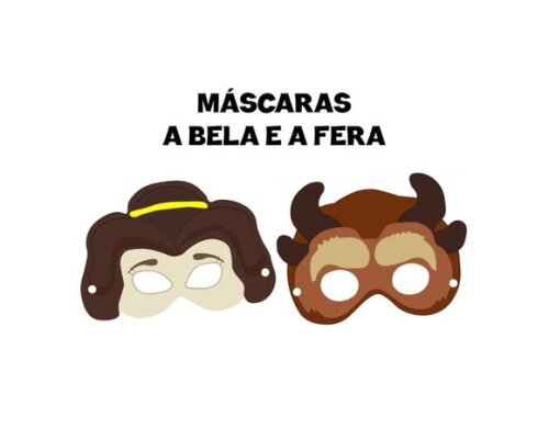 Máscaras de Papel a Bela e a Fera