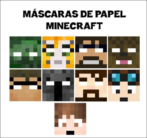 Máscaras de Papel Minecraft