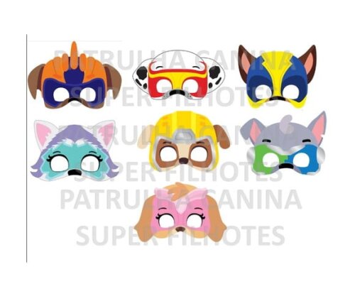 Máscaras de Papel Patrulha Canina Super Filhotes