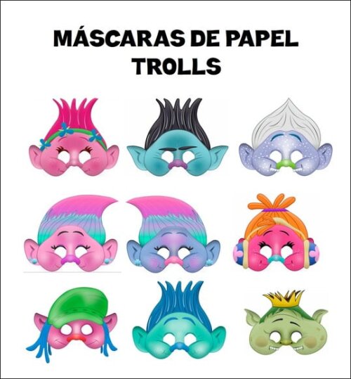 Máscaras de Papel Trolls