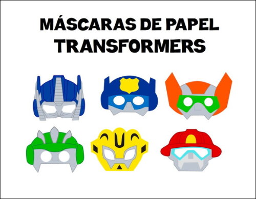 Máscaras de Papel Transformers Rescue Bots
