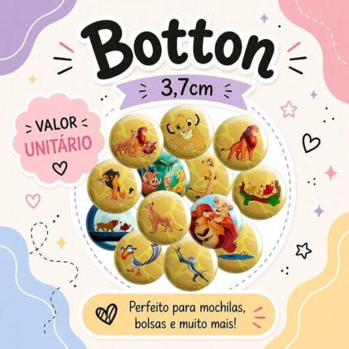 Mini Botton 3,7cm o Rei Leão