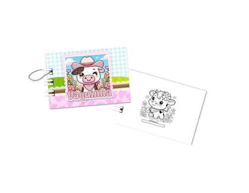 Mini Livro de Colorir 6x8cm Vaquinha