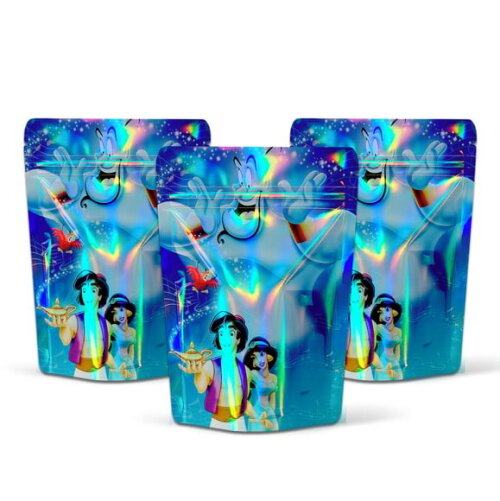 Saquinho Metalizado 10x15cm Jasmine e Aladdin
