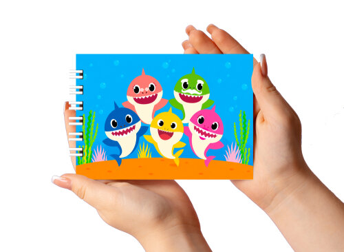 Caderno para Colorir 11x16cm Capa Dura Baby Shark