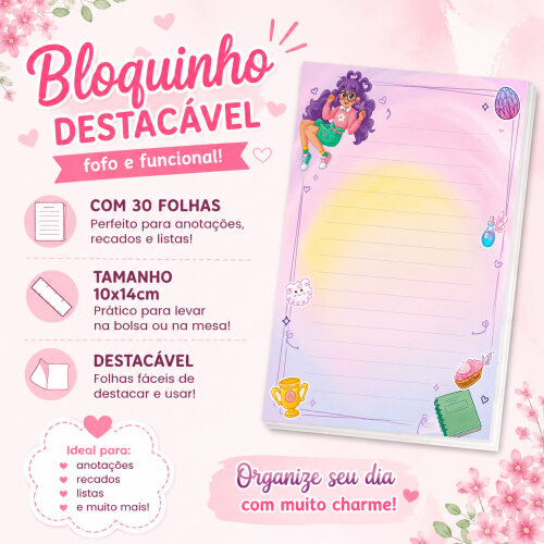Bloquinho de Notas Destacável 10x14cm Princesa Desastrada B