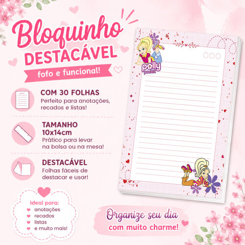 Bloquinho de Notas Destacável 10x14cm Polly