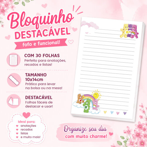 Bloquinho de Notas Destacável 10x14cm Ursinhos Carinhosos