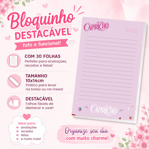 Bloquinho de Notas Destacável 10x14cm Capricho