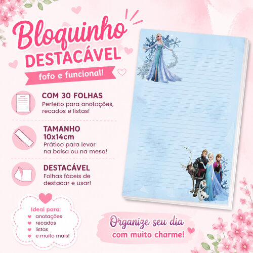 Bloquinho de Notas Destacável 10x14cm Frozen