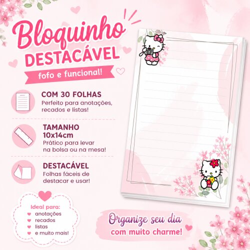Bloquinho de Notas Destacável 10x14cm Hello Kitty B