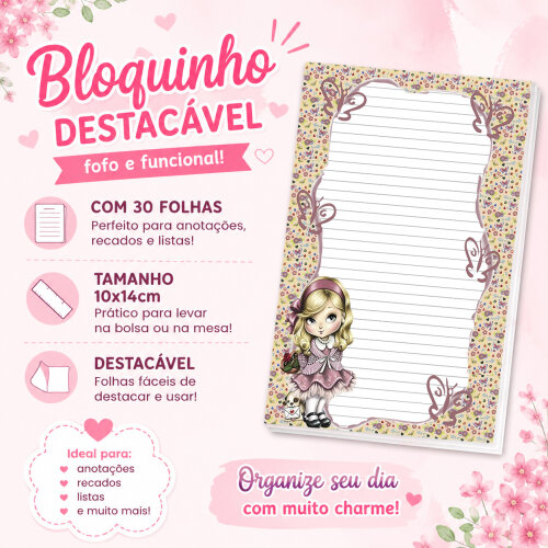 Bloquinho de Notas Destacável 10x14cm Jolie