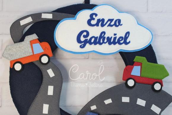 Guirlanda Carrinho Porta Maternidade em Feltro 30cm