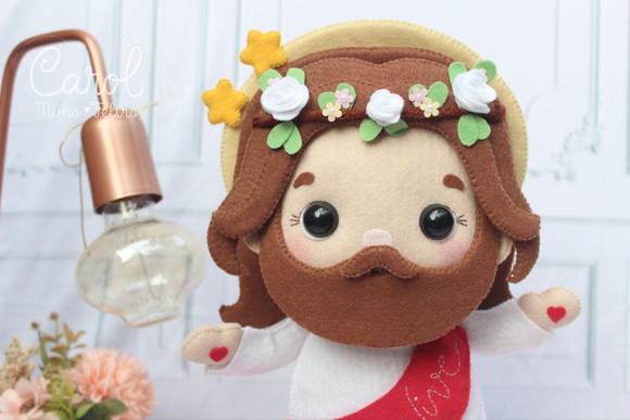 Jesus Decorativo com Coroa Floral Presente Religioso