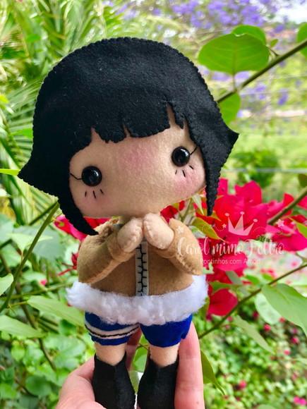 Boneca Hinata Anime em Feltro Decorativa Geek 22cm