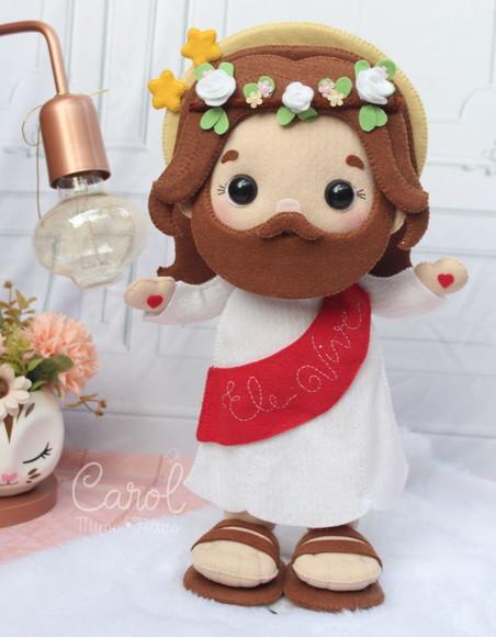 Jesus Decorativo com Coroa Floral Presente Religioso