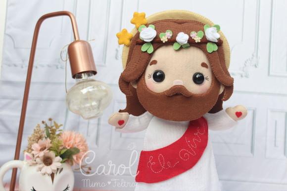 Jesus Decorativo com Coroa Floral Presente Religioso