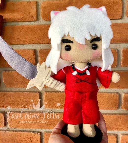 Boneco Inuyasha Decorativo Anime Geek em Feltro 22cm