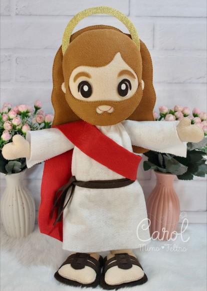 Jesus Cristo em Feltro com Braços Abertos Decoração Católica