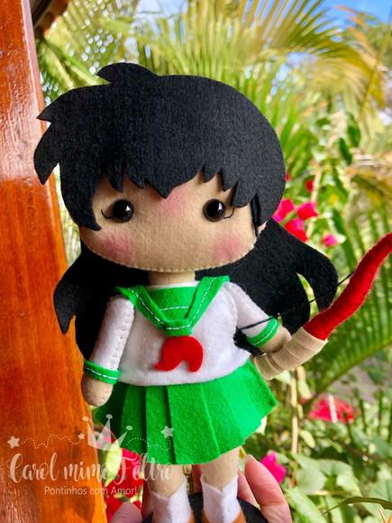 Boneca Kagome Inuyasha em Feltro Decorativa Geek 22cm
