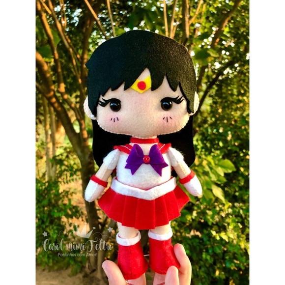 Boneca Sailor Marte (Rei Hino) em Feltro 22cm