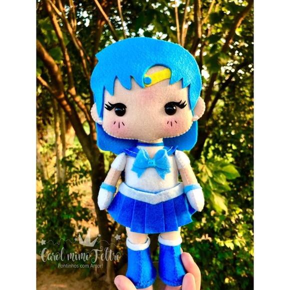 Sailor Mercury (Ami Mizuno) em Feltro 22cm | Boneca Geek