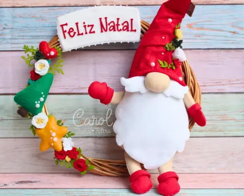Guirlanda de Natal em Vime 30cm - Enfeite Artesanal