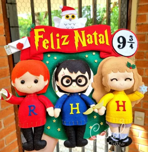 Guirlanda Harry Potter Feliz Natal - Decoração em Feltro
