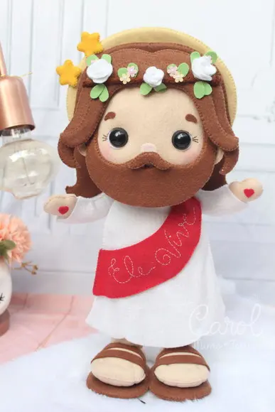 Jesus Decorativo com Coroa Floral Presente Religioso