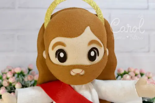 Jesus Cristo em Feltro com Braços Abertos Decoração Católica