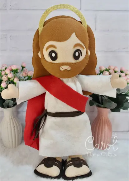 Jesus Cristo em Feltro com Braços Abertos Decoração Católica