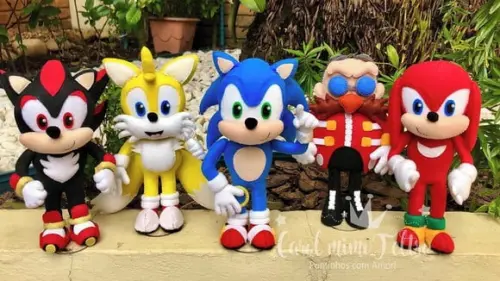 Kit Sonic Decoração Gamer com Sonic Tails Knuckles Shadow e Dr Eggman