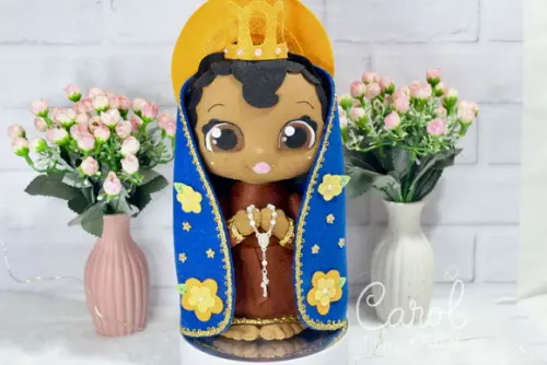 Nossa Senhora Aparecida Decorativa Religiosa Presente e Porta Aliança