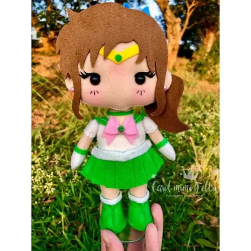 Sailor Jupiter em Feltro Boneca Anime Geek Decoração Otaku Presente Artesanal