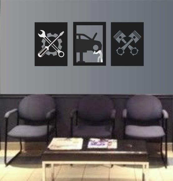 Trio Quadros Oficina Mecânica