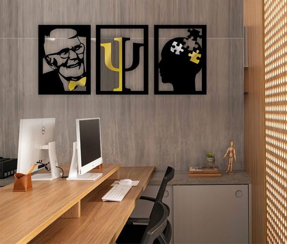 Trio de Quadros Psicologia Decorativo