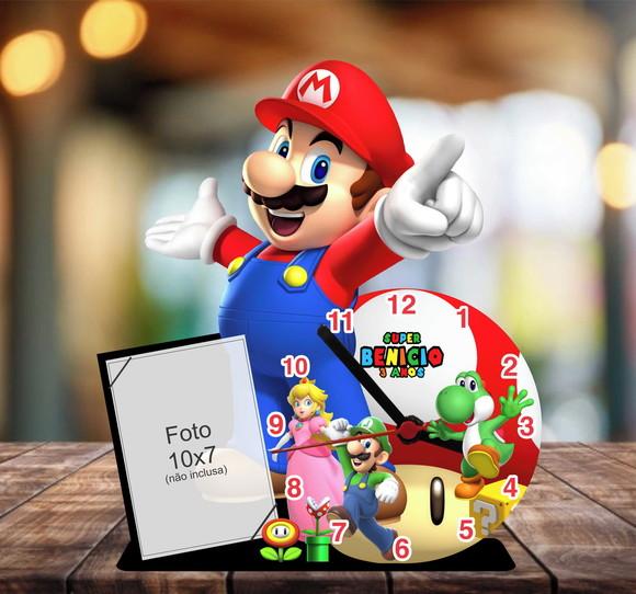 12 Centros de Mesa Mario Bros com Foto